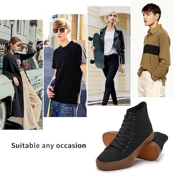 hash bubbie Unisex Canvas High top Sneakers Women's Classic Fashion High Tops Canvas Shoes Casual Tennis Shoes for Men