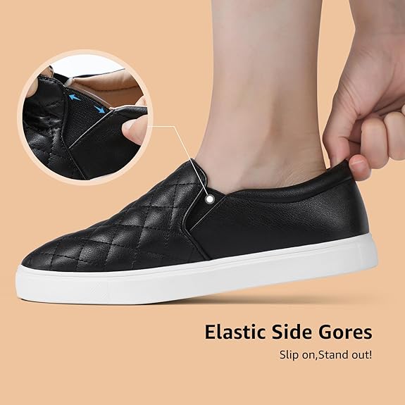 STQ Loafers for Women Memory Foam Slip On Sneakers EleeS Quilted 1.0 Comfort Fall Shoes