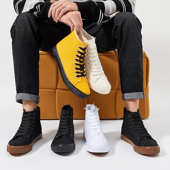 hash bubbie Unisex Canvas High top Sneakers Women's Classic Fashion High Tops Canvas Shoes Casual Tennis Shoes for Men