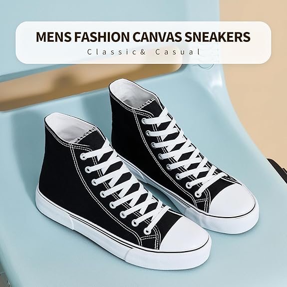 hash bubbie Unisex Fashion High top Sneakers Womens Classic High Tops Canvas Shoes Casual Tennis Shoes for Men